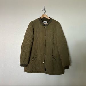 Old Navy Green Army Military Liner Style Quilted Long  Line Jacket